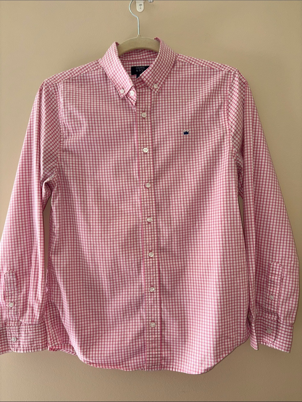 Crown & Ivy Pink Check Button-Down Boy’s Shirt